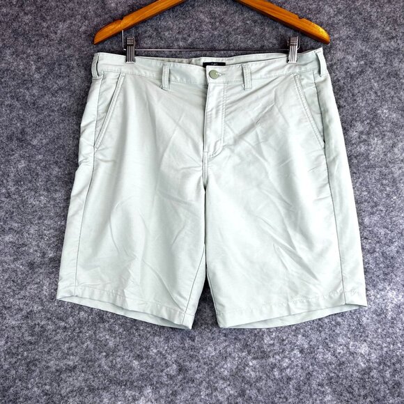 George Mens Pistachio Green Nylon Blend 34" Flat-Front Chino Shorts With Pockets - Picture 1 of 10